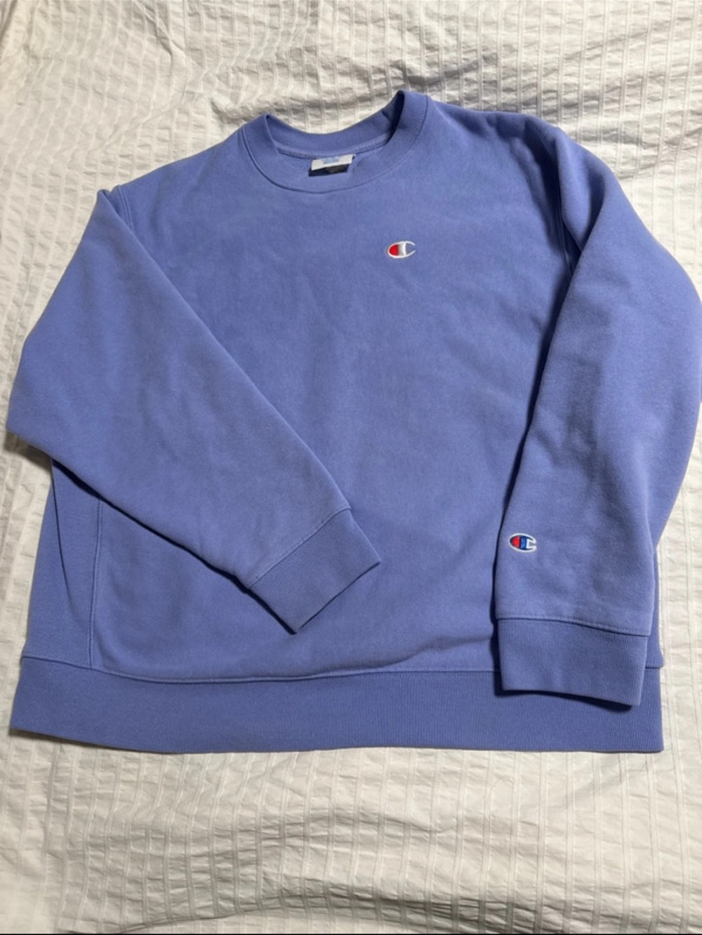 Periwinkle/light blue champion crewneck sweatshirt